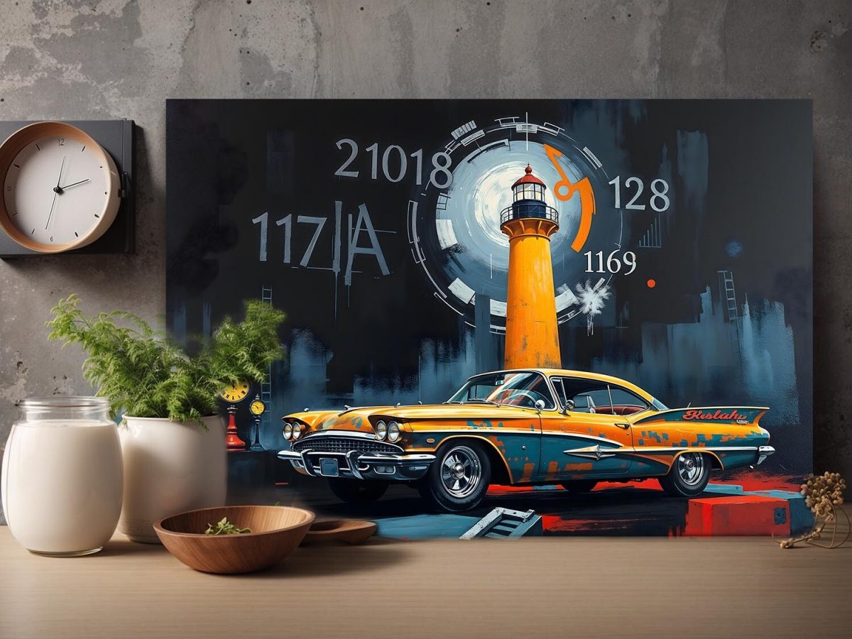 Retro-Futuristische Zeitreise - Bild auf Leinwand