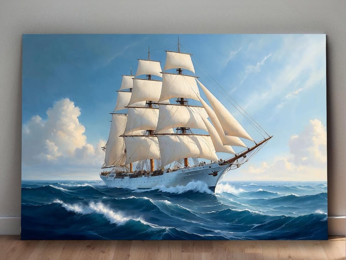 57-225.jpg Segelschiff in stürmischer See , Bild auf Leinwand,