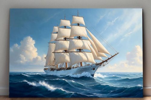 57-225.jpg Segelschiff in stürmischer See , Bild auf Leinwand,