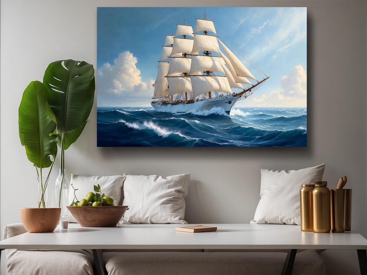 57-227.jpg Segelschiff in stürmischer See , Bild auf Leinwand,