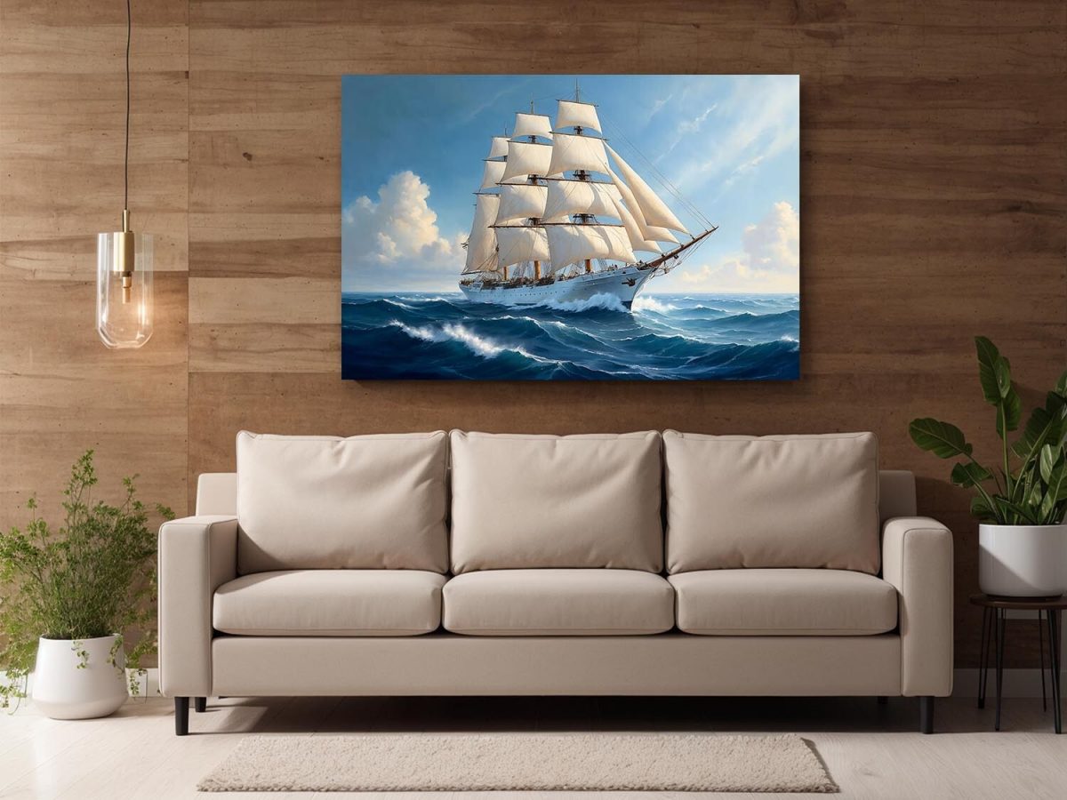 57-228.jpg Segelschiff in stürmischer See , Bild auf Leinwand,