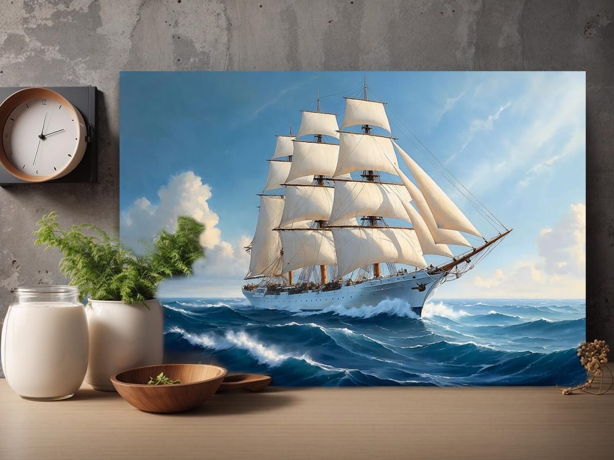 57-229.jpg Segelschiff in stürmischer See , Bild auf Leinwand,