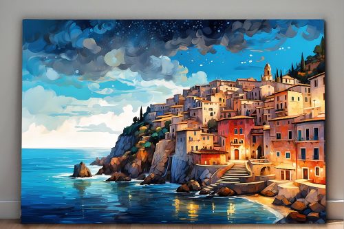 Stadt am Mittelmeer–wie Ölgemälde, Digital Art, KI Art