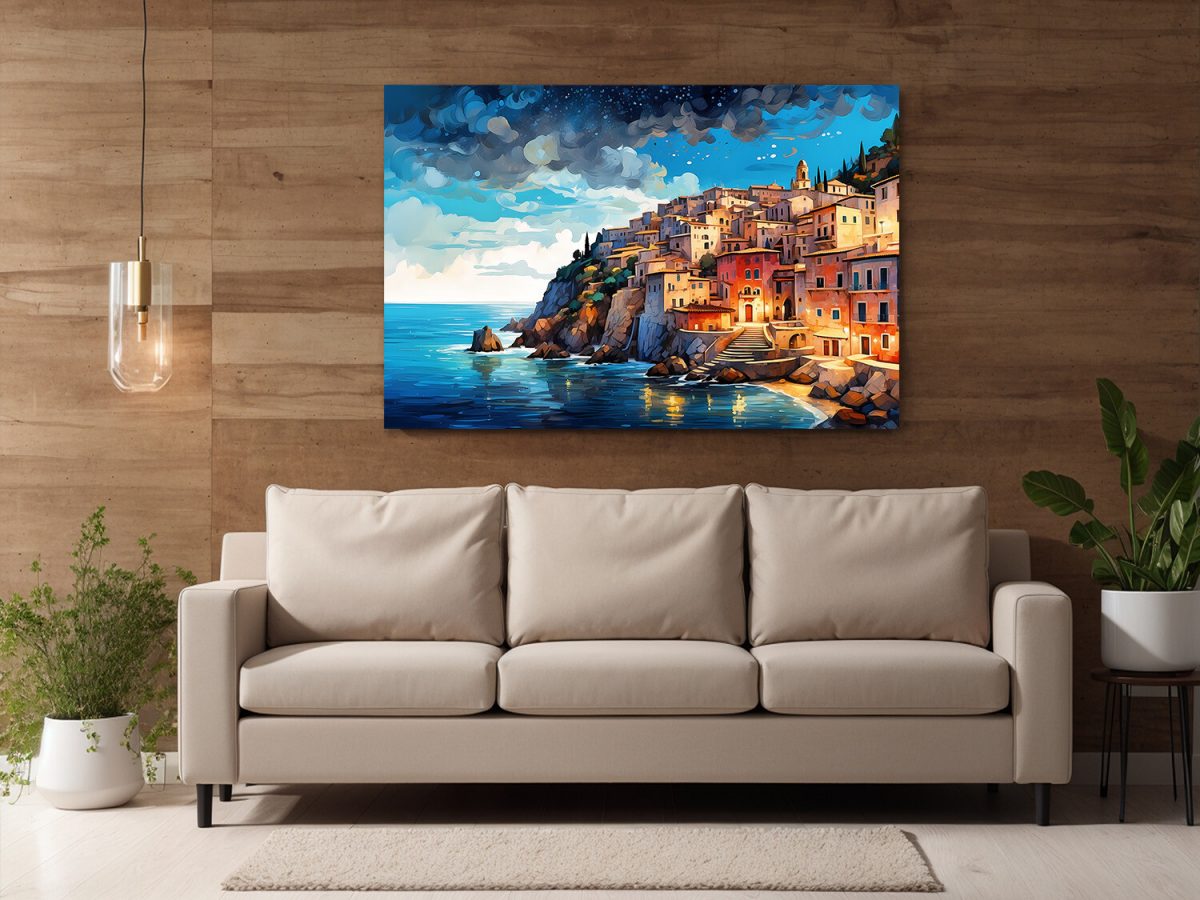 Stadt am Mittelmeer–wie Ölgemälde, Digital Art, KI Art