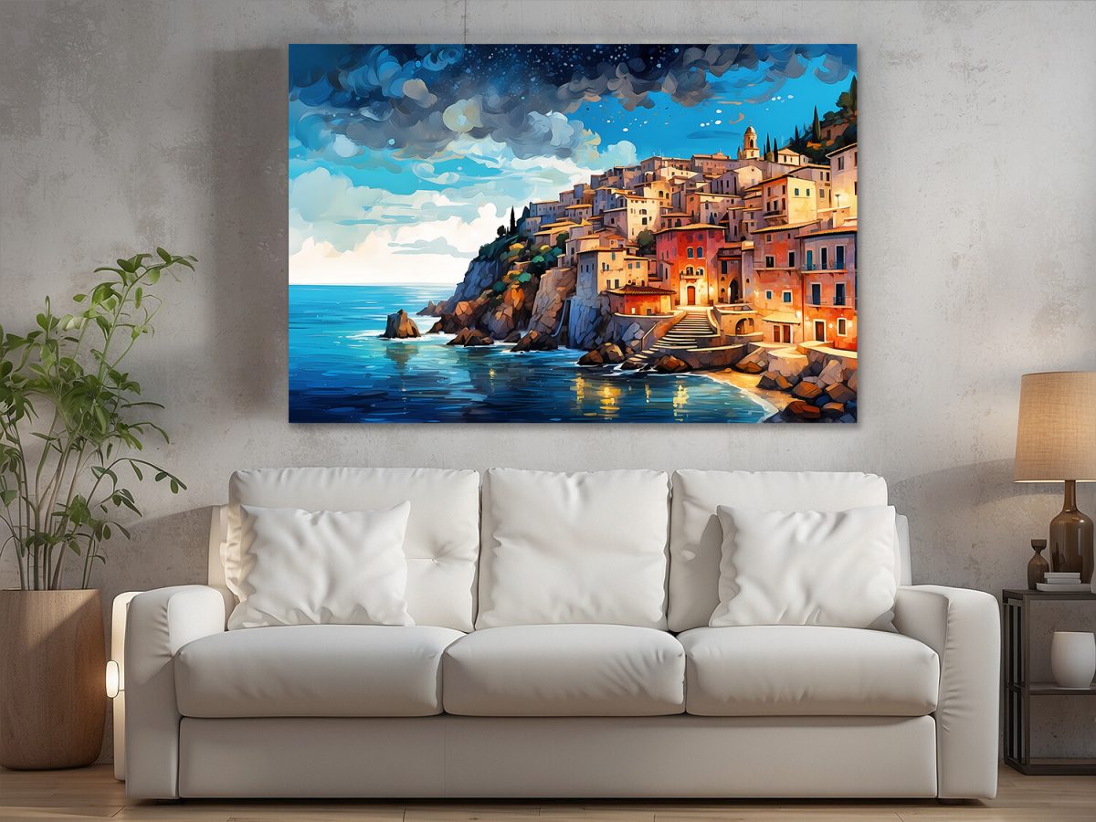 Stadt am Mittelmeer–wie Ölgemälde, Digital Art, KI Art