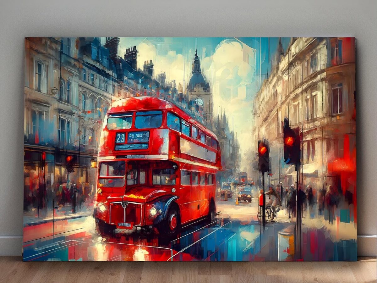 57-283.jpg Roter Doppeldeckerbus in London, Digital Art, KI Art