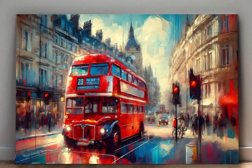 Roter Doppeldeckerbus in London, Digital Art, KI Art