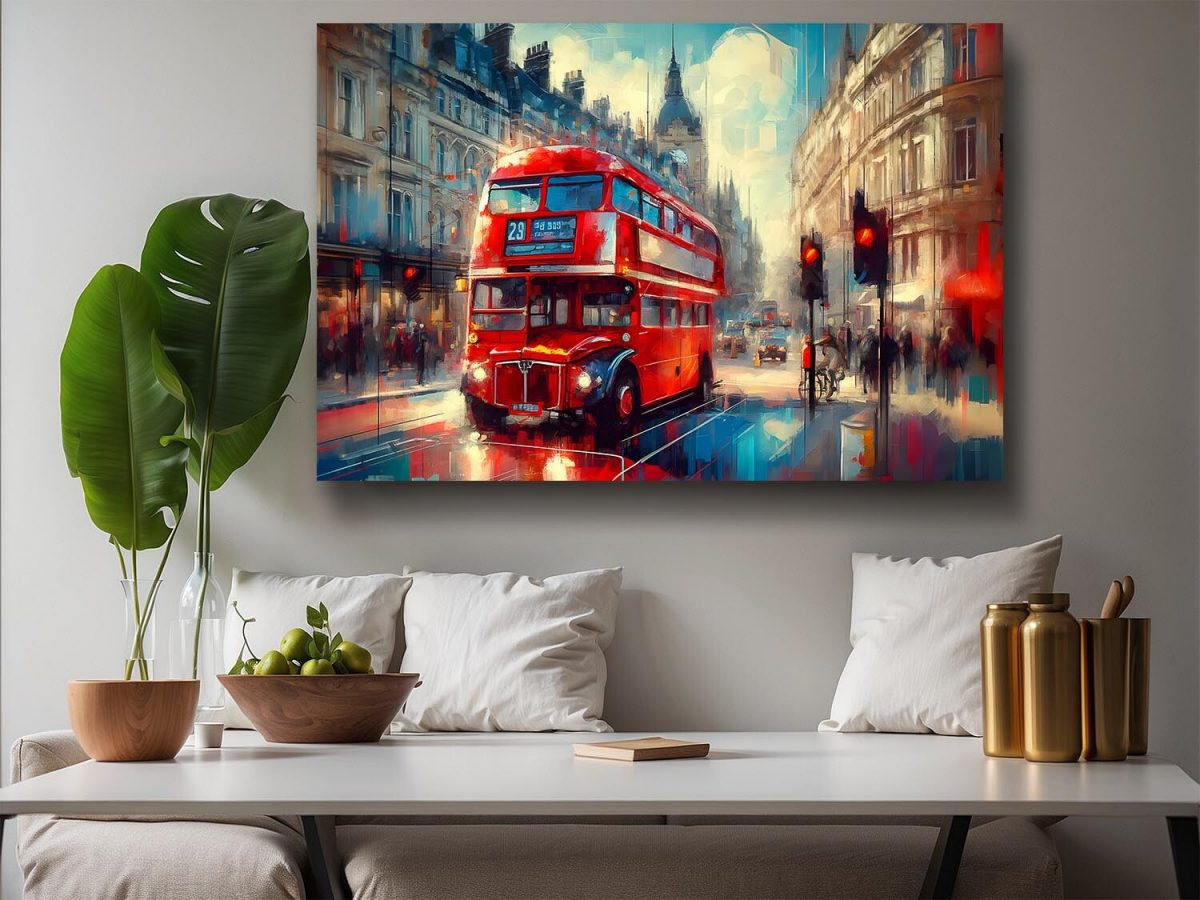 57-287.jpg Roter Doppeldeckerbus in London, Digital Art, KI Art