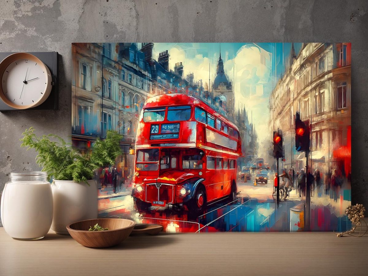 57-289.jpg Roter Doppeldeckerbus in London, Digital Art, KI Art