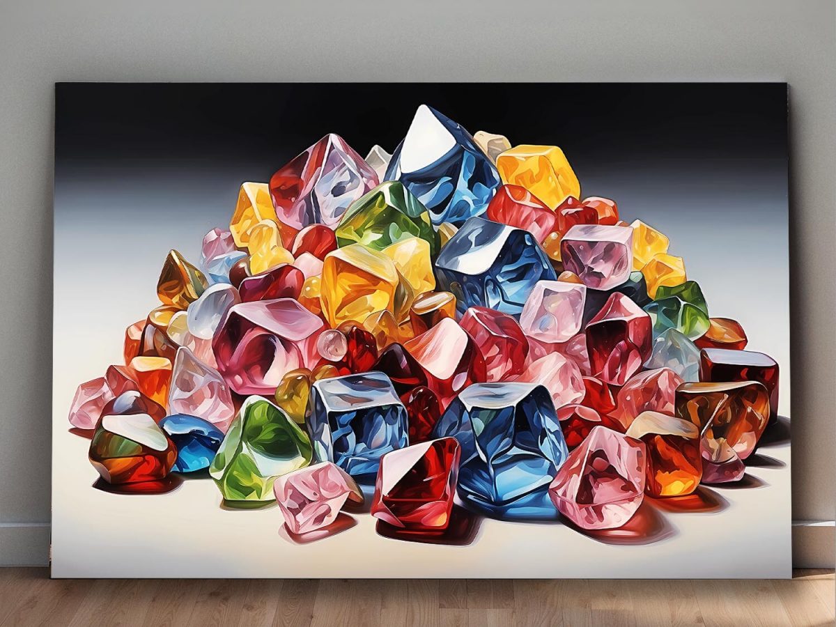 57-300.jpg Bunte Edelsteine - Komposition auf Leinwand, Digital Art, KI Art