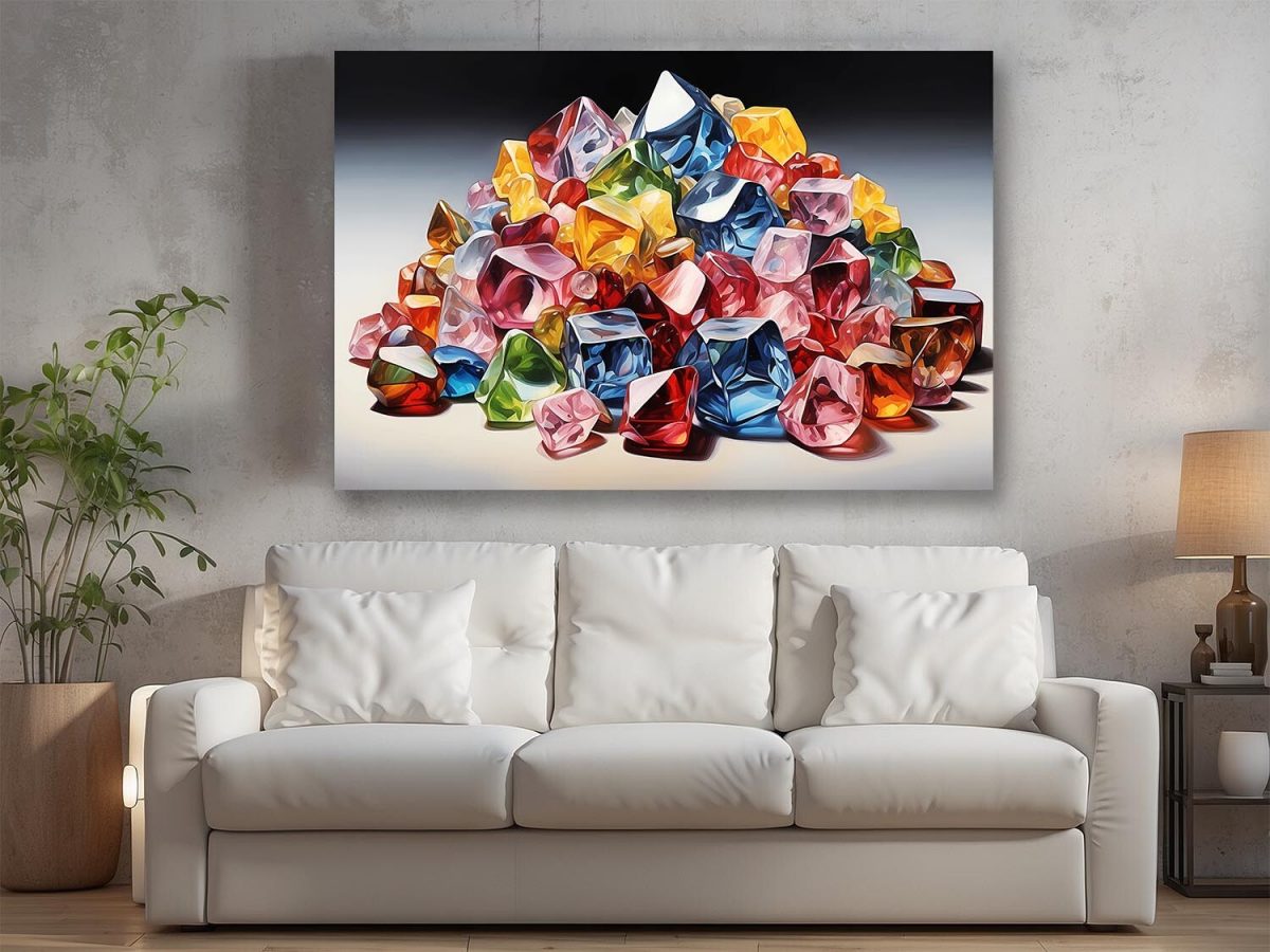 57-301.jpg Bunte Edelsteine - Komposition auf Leinwand, Digital Art, KI Art