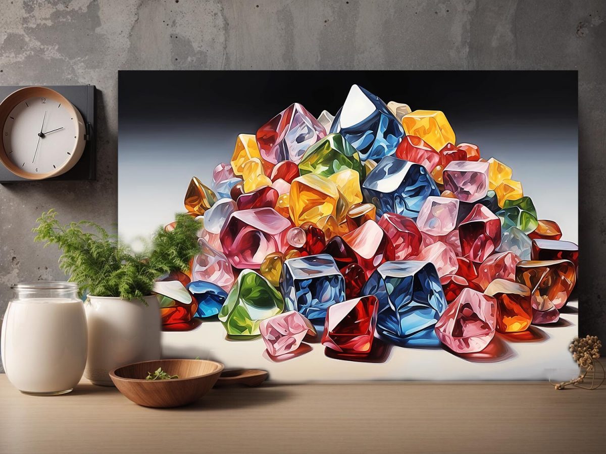 57-302.jpg Bunte Edelsteine - Komposition auf Leinwand, Digital Art, KI Art