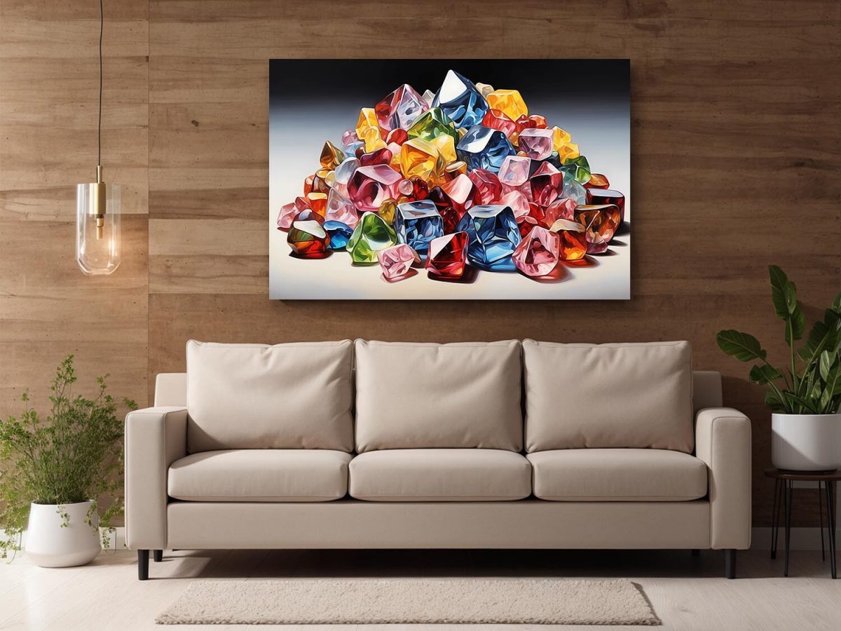 57-303.jpg Bunte Edelsteine - Komposition auf Leinwand, Digital Art, KI Art