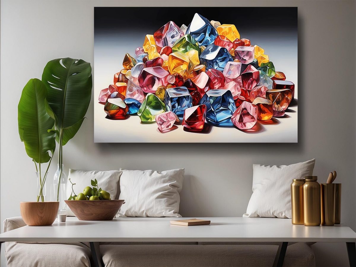57-304.jpg Bunte Edelsteine - Komposition auf Leinwand, Digital Art, KI Art
