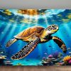 Meeresschildkröte - Bild auf Leinwand, Digital Art, KI Art