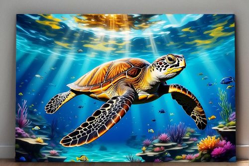 Meeresschildkröte - Bild auf Leinwand, Digital Art, KI Art