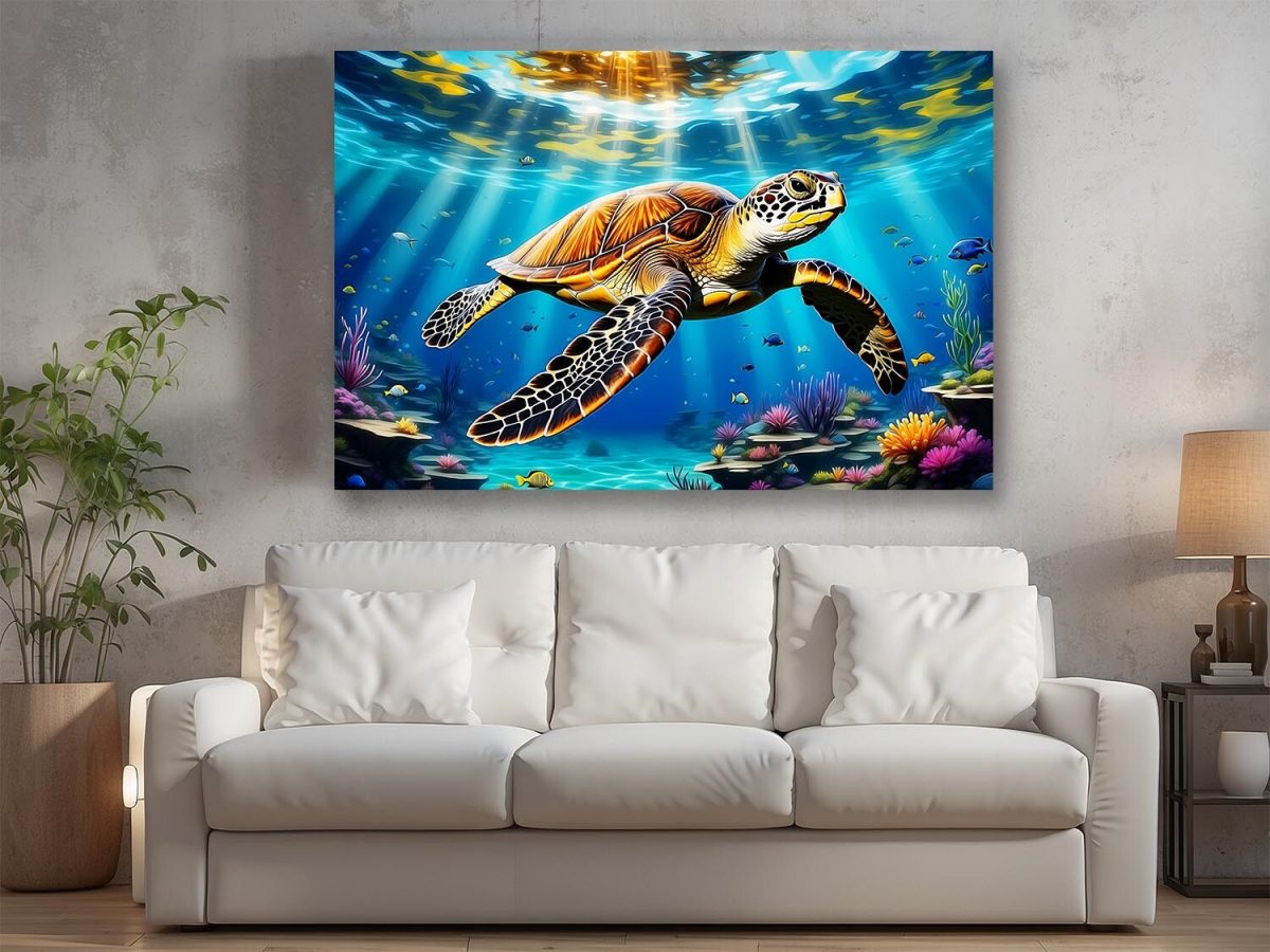 Meeresschildkröte - Bild auf Leinwand, Digital Art, KI Art