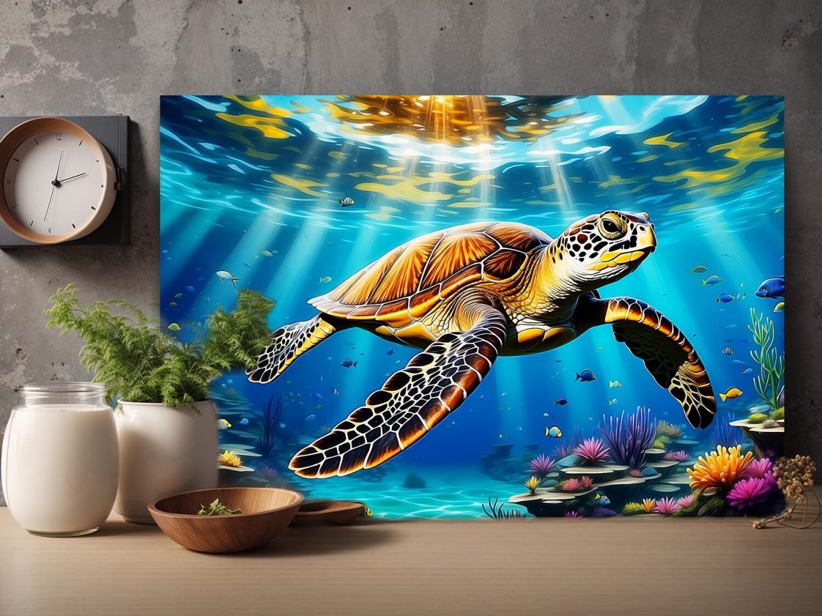 Meeresschildkröte - Bild auf Leinwand, Digital Art, KI Art