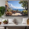 Mediterrane Terrasse mit Meerblick - Bild auf Leinwand