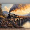 Dampflok über dem Viadukt , Bild auf Leinwand