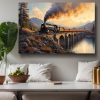 Dampflok über dem Viadukt , Bild auf Leinwand