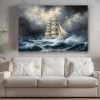 57-325.jpg Windjammer in stürmischer See , Bild auf Leinwand