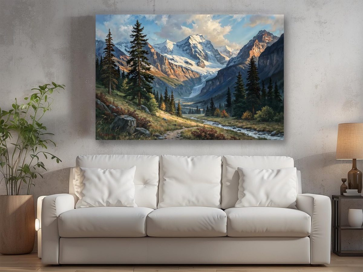 Alpenlandschaft mit Gletscher- Wandbild auf Leinwand