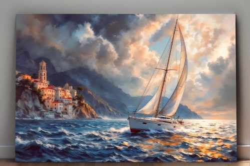 Amalfiküste im Abendrot– Bild auf Leinwand