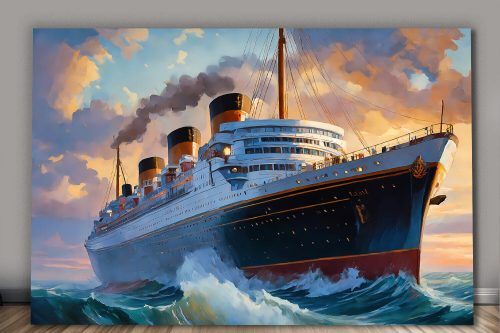 57-350.jpg Ozeandampfer mit drei Schornsteinen – wie Ölgemälde, Digital Art, KI Art