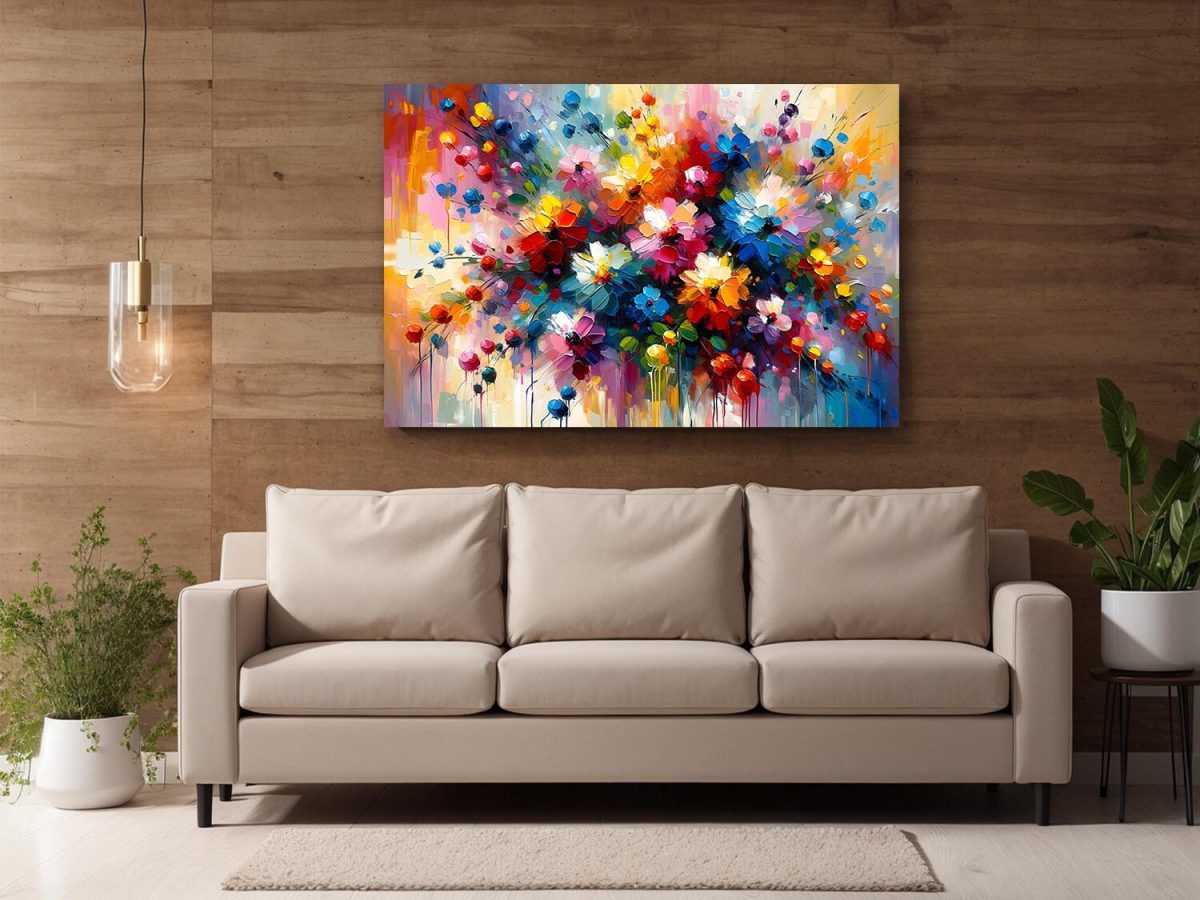 57-383.jpg Blumenstrauß mit dynamischen Farbexplosionen –wie Ölgemälde, Digital Art, KI Art