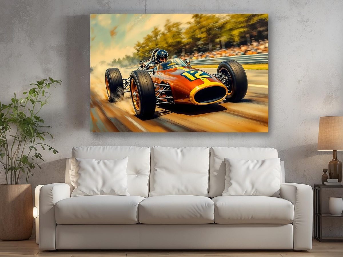 57-389.jpg Historischer Rennwagen in dynamischer Fahrt – Bild auf Leinwand