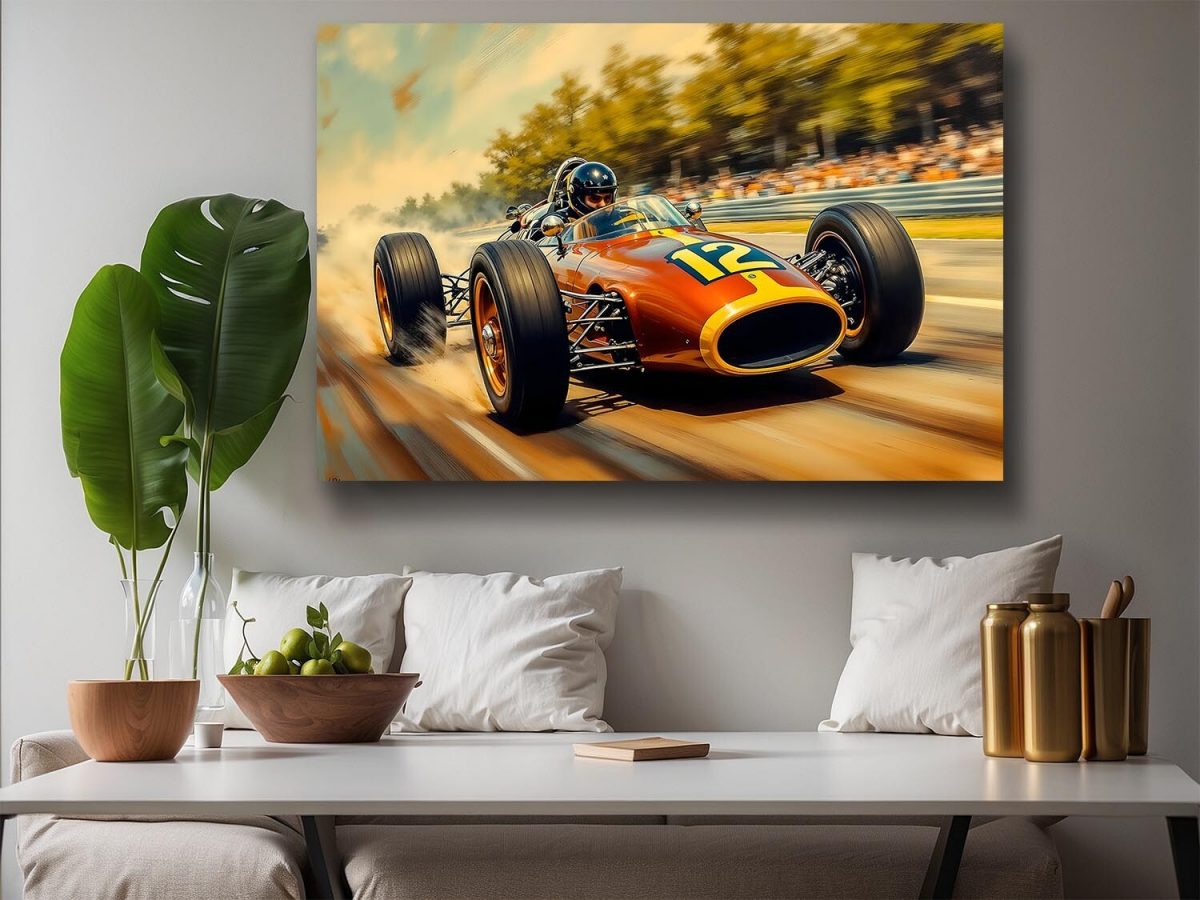 57-392.jpg Historischer Rennwagen in dynamischer Fahrt – Bild auf Leinwand