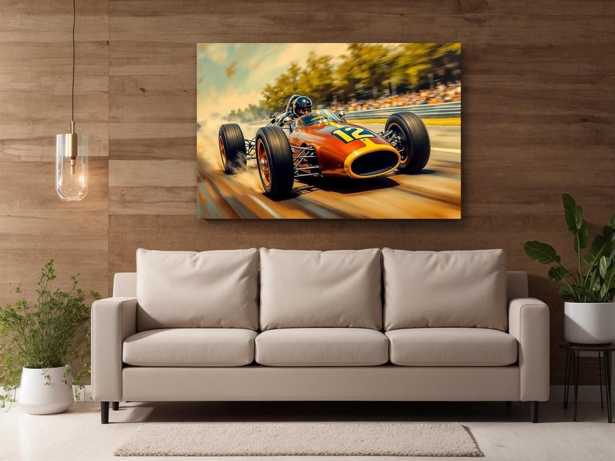57-395.jpg Historischer Rennwagen in dynamischer Fahrt – Bild auf Leinwand