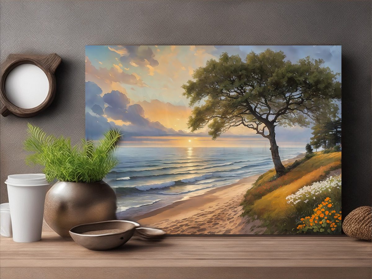 Blick aufs Meer – wie Ölgemälde, Digital Art, KI Art