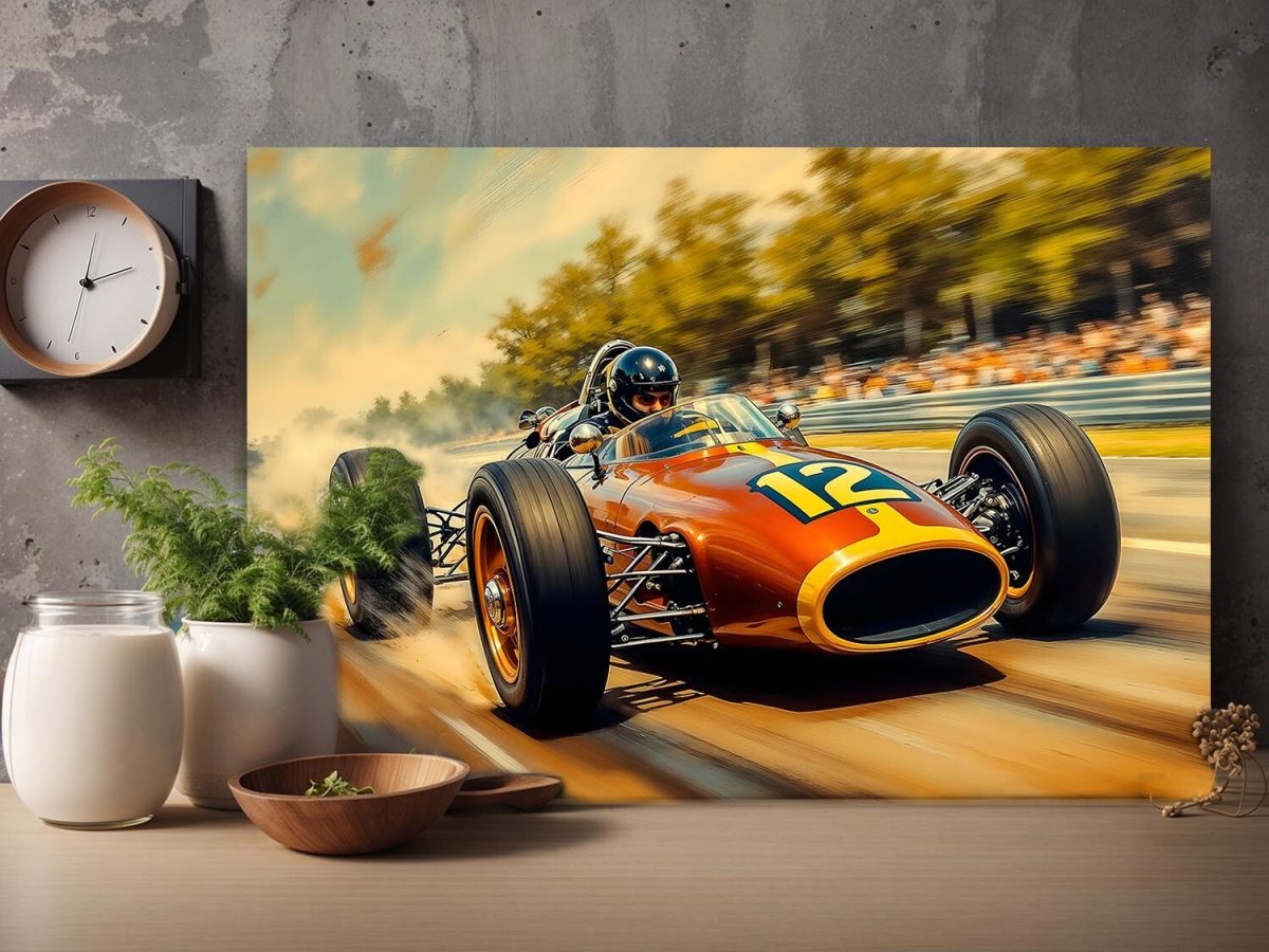 57-398.jpg Historischer Rennwagen in dynamischer Fahrt – Bild auf Leinwand