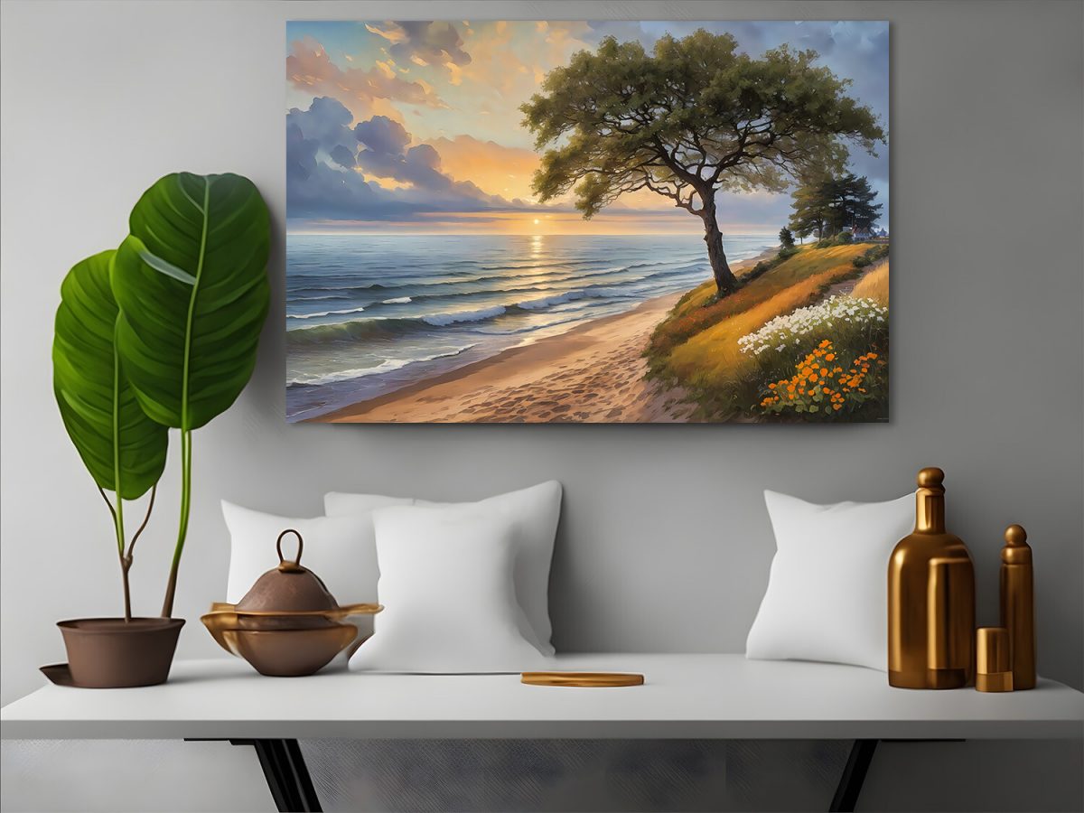 Blick aufs Meer – wie Ölgemälde, Digital Art, KI Art