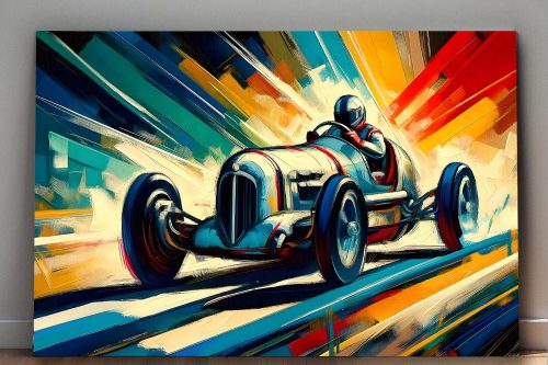 Rennwagen in dynamischer Fahrt – Abstrakt, Digital Art, KI Art