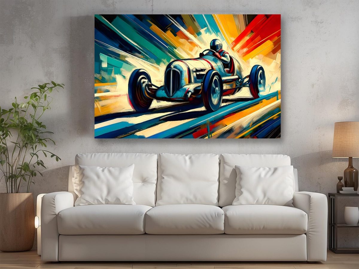 Rennwagen in dynamischer Fahrt – Abstrakt, Digital Art, KI Art