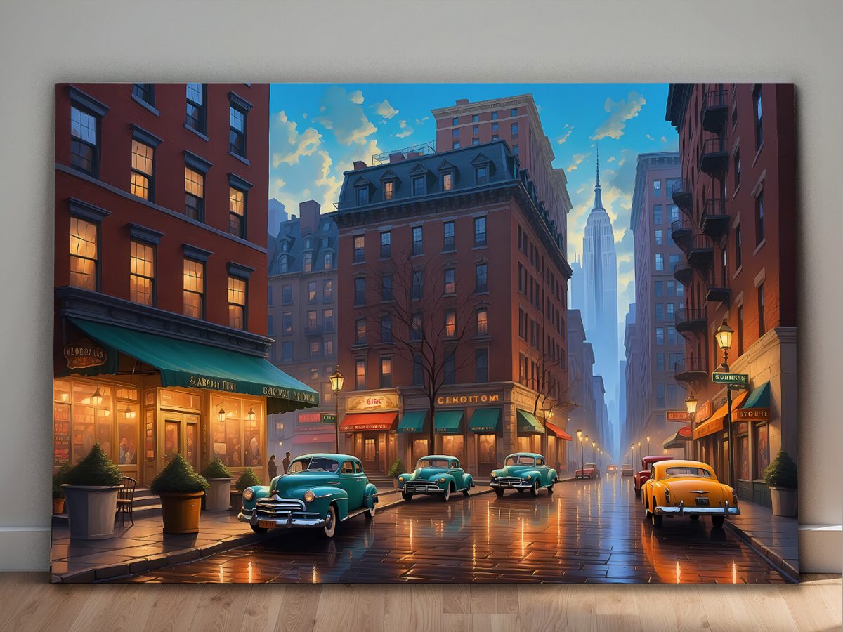 57-426.jpg Straßenszene in New York – Bild auf Leinwand, Digital Art, KI Art
