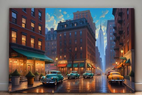 Straßenszene in New York – Bild auf Leinwand, Digital Art, KI Art