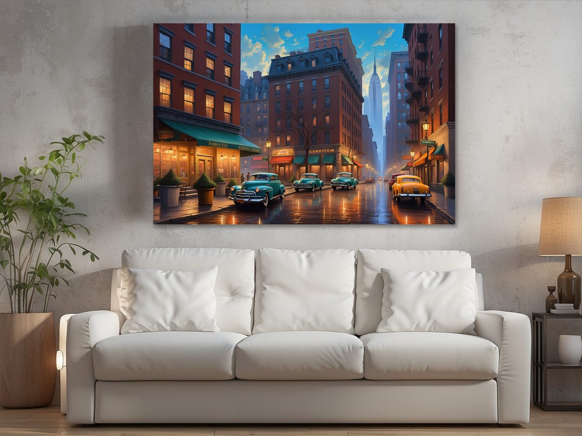 57-429.jpg Straßenszene in New York – Bild auf Leinwand, Digital Art, KI Art