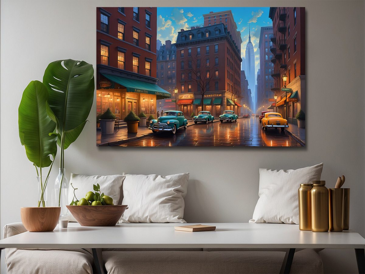 57-433.jpg Straßenszene in New York – Bild auf Leinwand, Digital Art, KI Art
