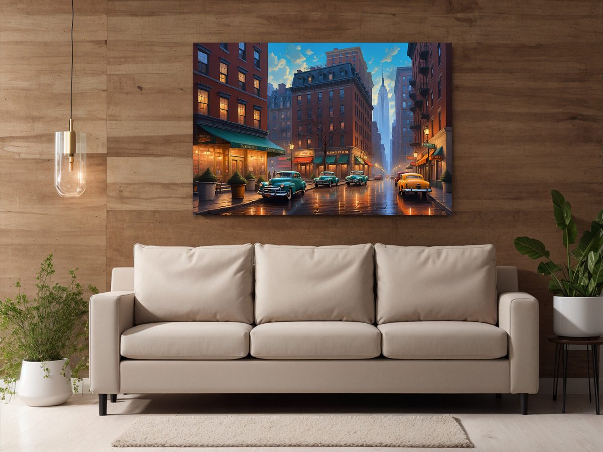 57-435.jpg Straßenszene in New York – Bild auf Leinwand, Digital Art, KI Art