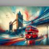 57-436.jpg Lebendiges London, Tower Bridge, London Bus, Digital Art, KI Art