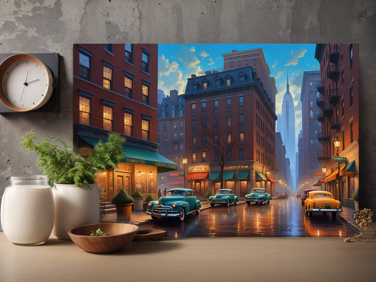 57-439.jpg Straßenszene in New York – Bild auf Leinwand, Digital Art, KI Art