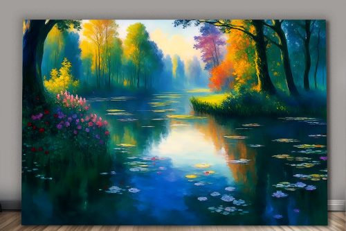 57-445.jpg Flusslandschaft im Hebst –wie Ölgemälde, Digital Art, KI Art