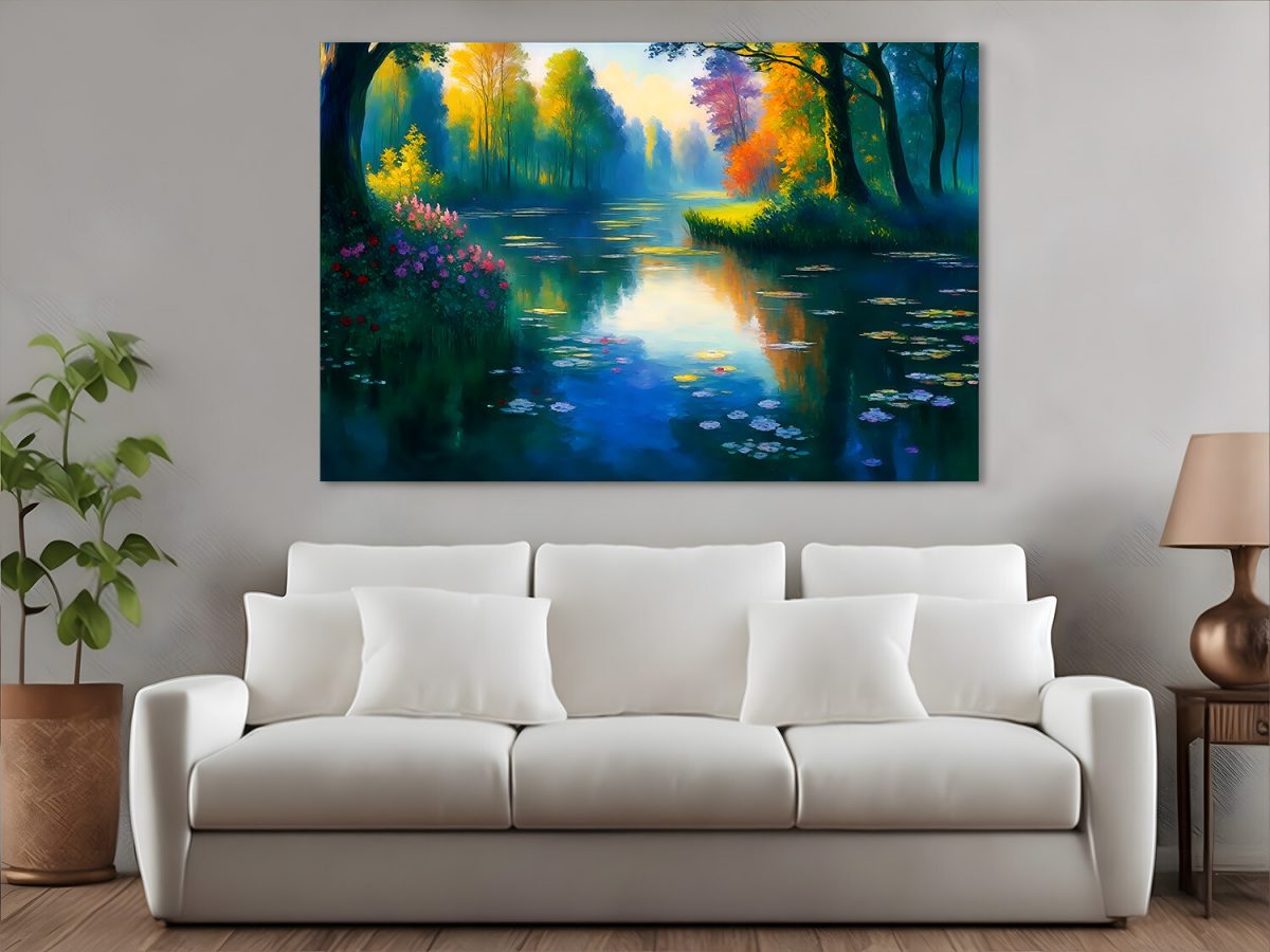 Flusslandschaft im Hebst –wie Ölgemälde, Digital Art, KI Art