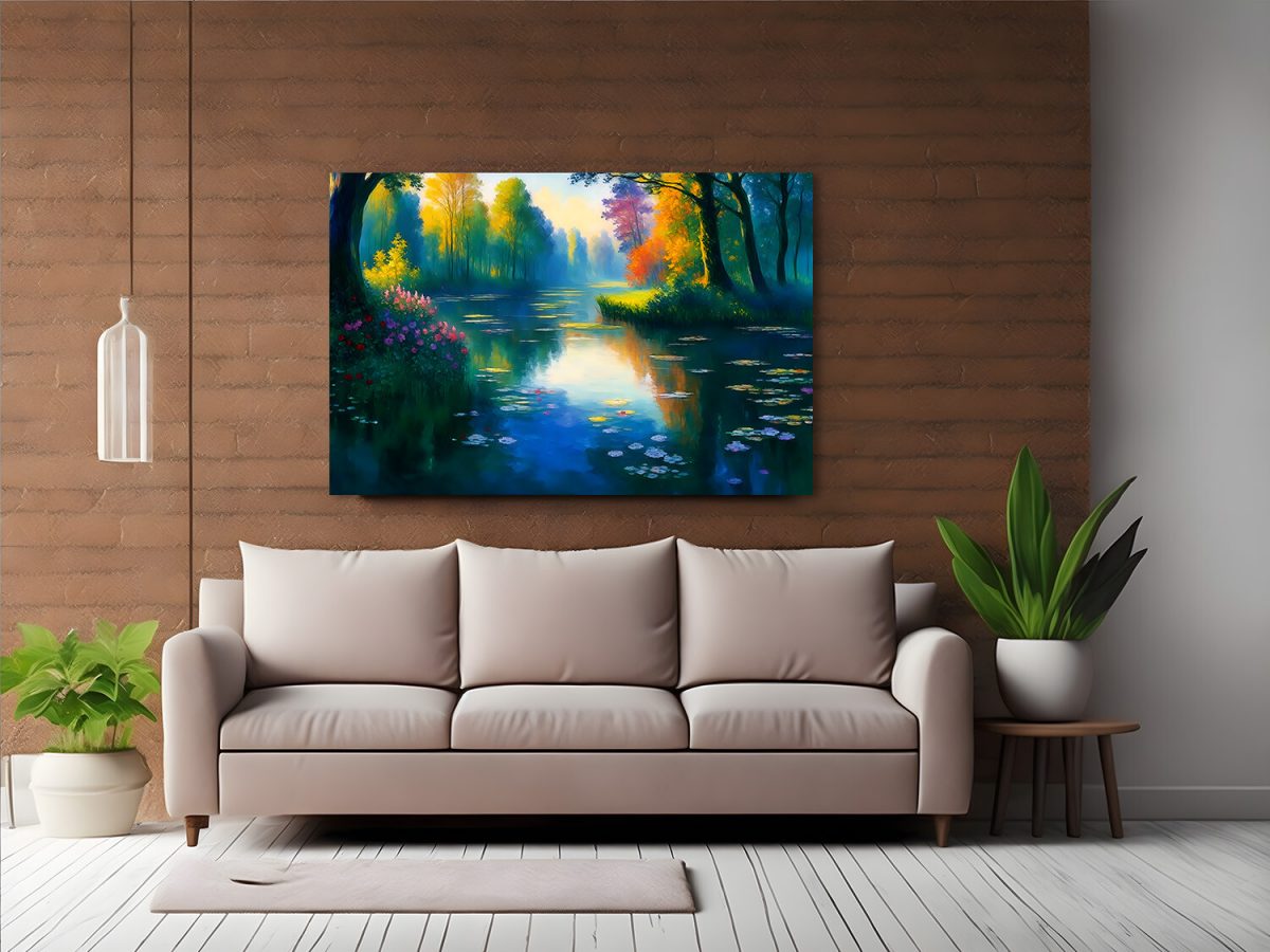 Flusslandschaft im Hebst –wie Ölgemälde, Digital Art, KI Art