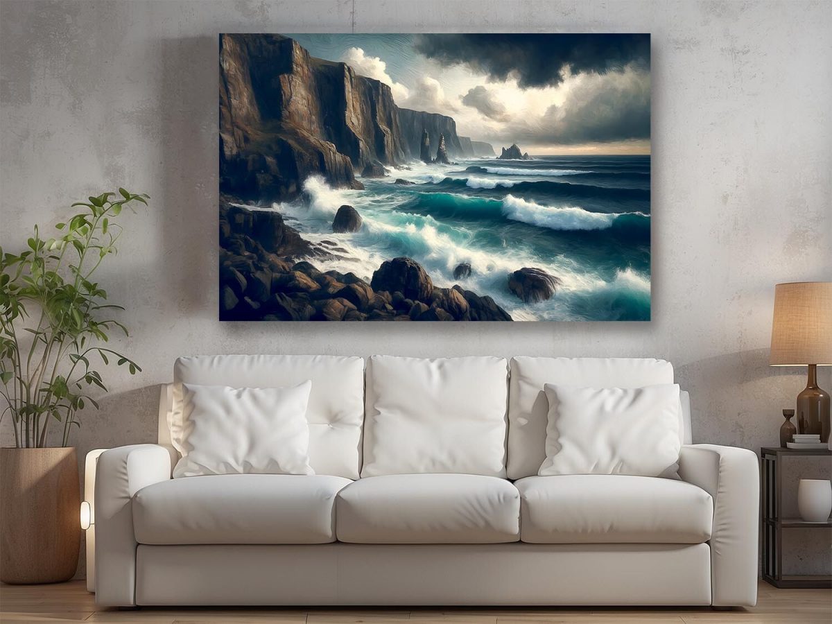 57-484.jpg Steilküste bei stürmischem Wetter, Digital Art, KI Art