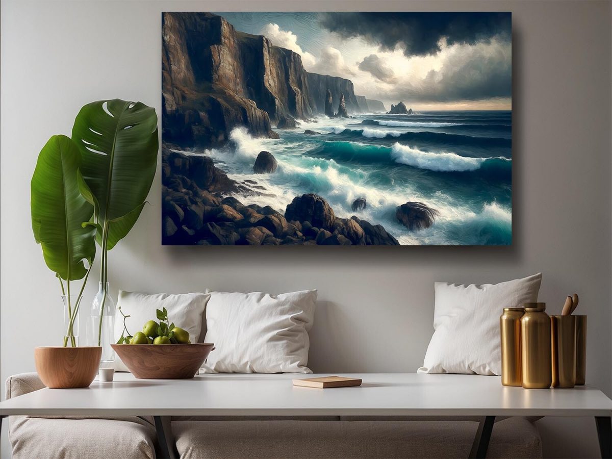 57-485.jpg Steilküste bei stürmischem Wetter, Digital Art, KI Art